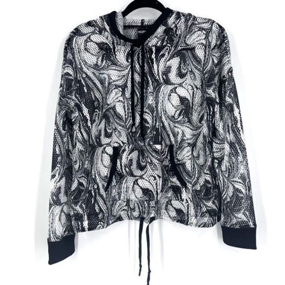 NWT Victoria's Secret Women's Sport Mesh Hoodie Swirl Pullover Athletic Black XS - Picture 1 of 9